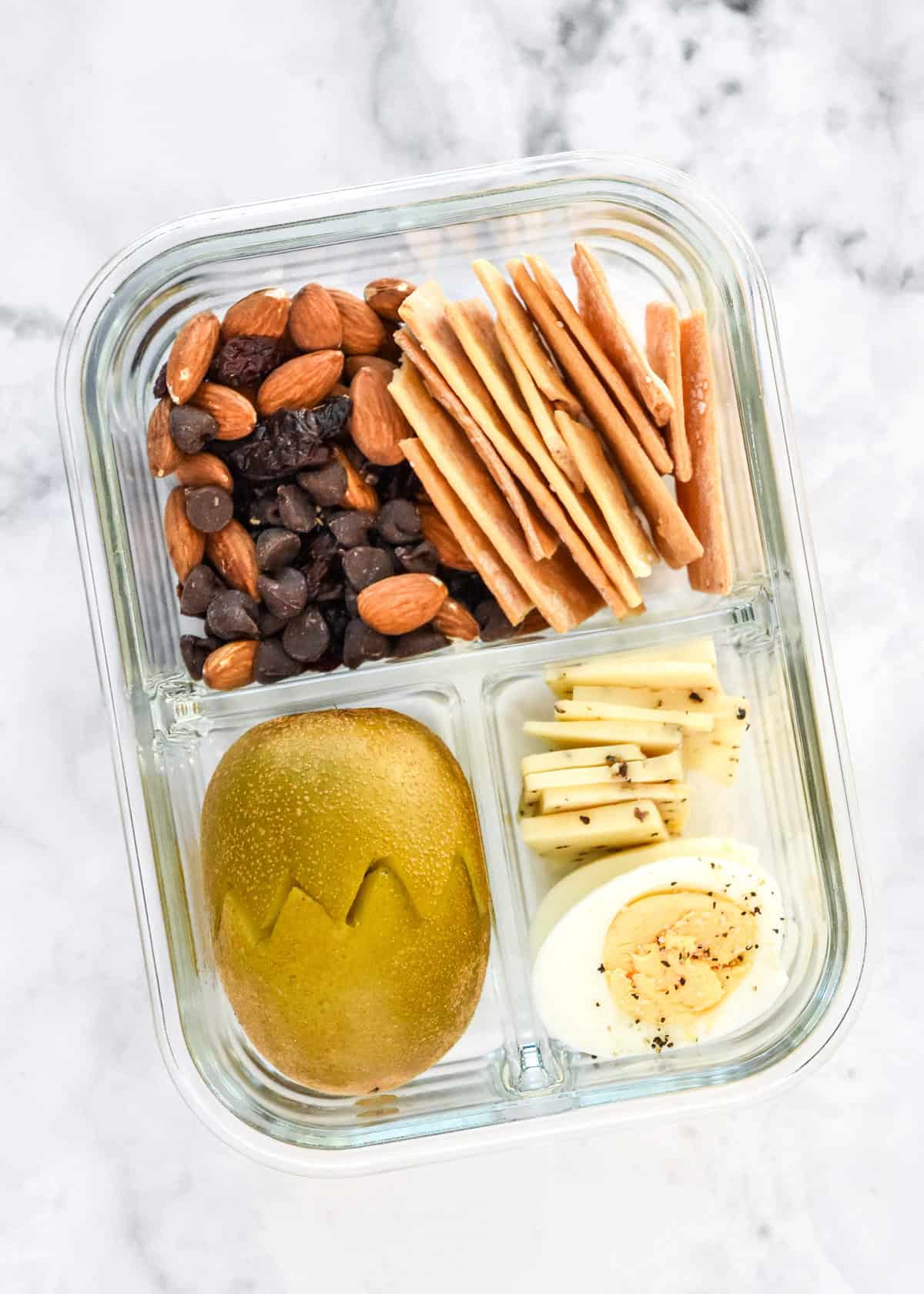 DIY Adult Lunchable Vegetarian Egg and Kiwi Combo